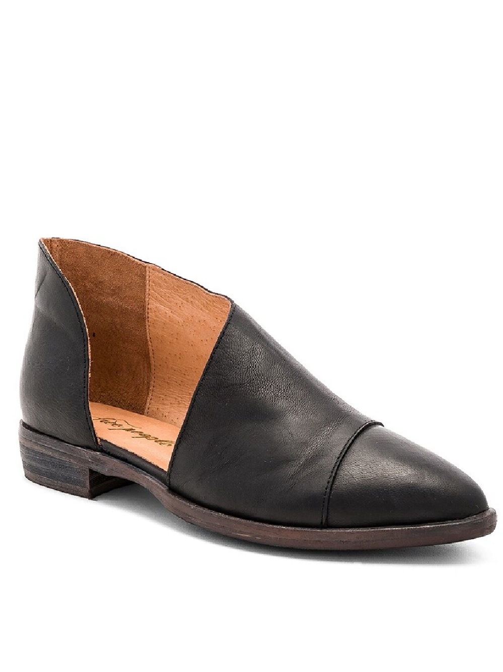 Free People Black Leather Royale Flat Shoes Size 36.5